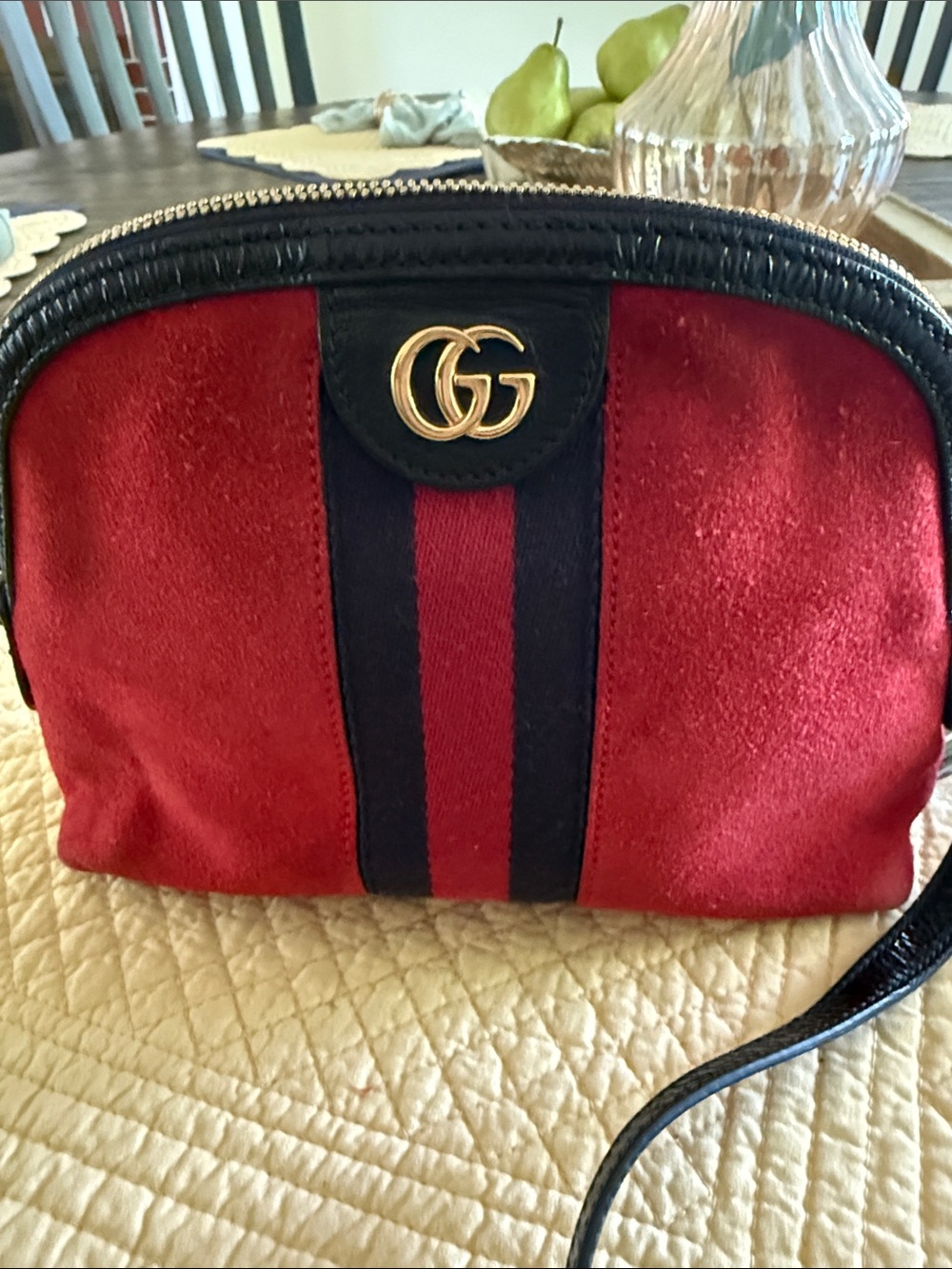 Gucci Red Suede Ophidia Dome Crossbody